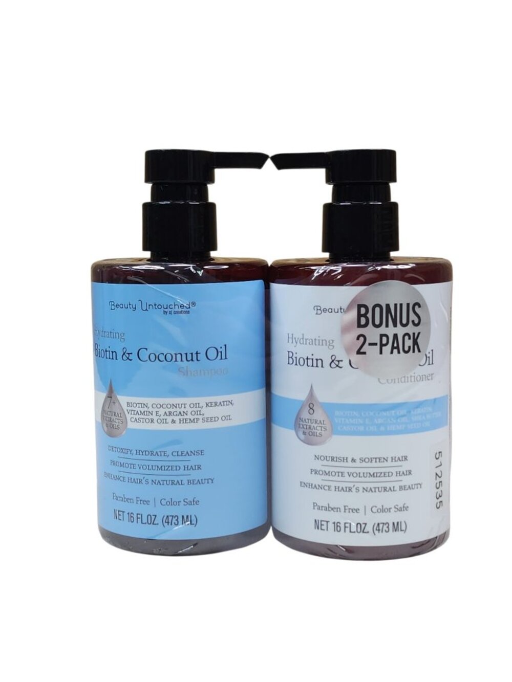 Beauty Untouched Biotin & Coconut Oil Shampoo & Conditioner 2-Pack 16 Fl Oz Each